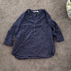 Navy Blue Button-Up Blouse